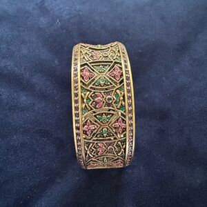 Elegant  Heidi Daus Gold and Multicolor Bangle Bracelet